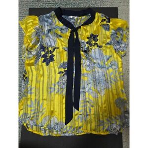 Dalin Yellow Sailor style blouse, SZ LG Luxury for‎ less, adorable girl, silky